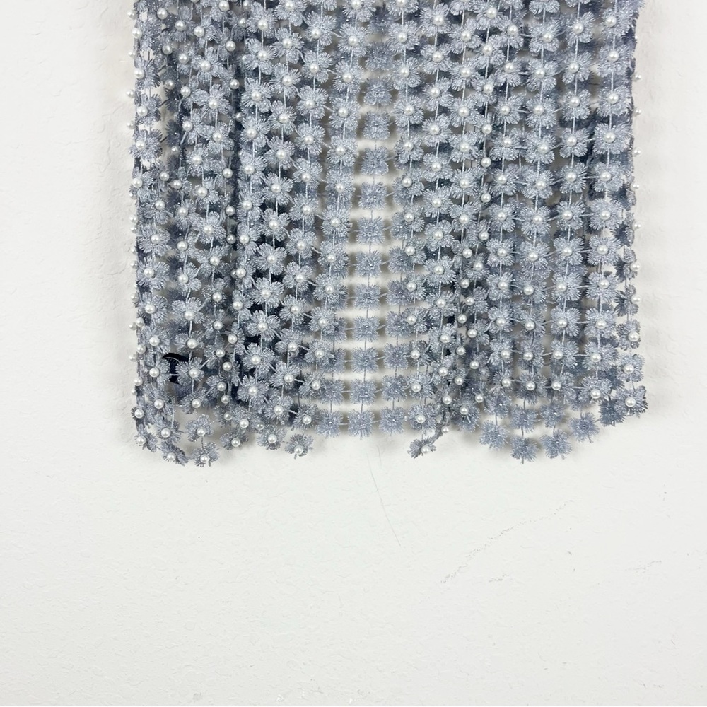 Anthropologie Floral Pearl Silver Top - Picture 4 of 7